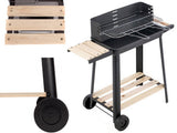 Kolgrill med justerbart grillgaller 5 nivåer hyllor och hjul 84x78x42