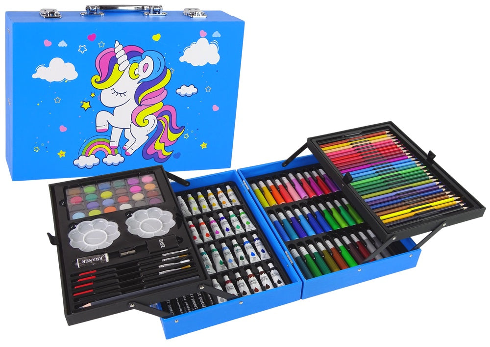 Konstset i väska 148 delar med kritor, markers, akvarell & penslar