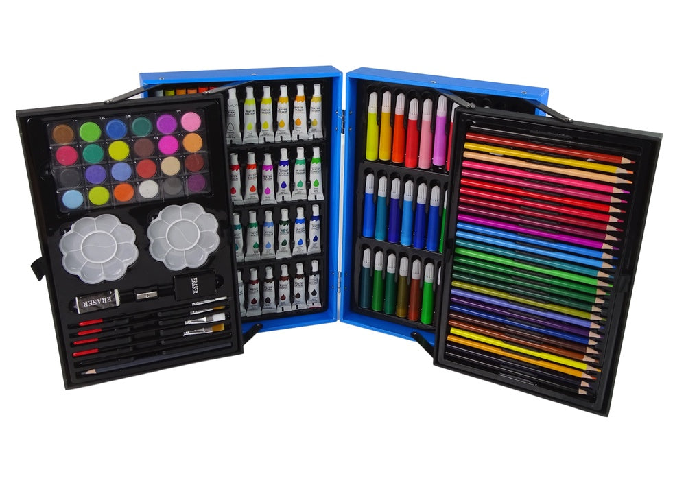 Konstset i väska 148 delar med kritor, markers, akvarell & penslar