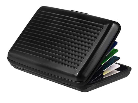 Kortfodral aluminium 6 fack RFID-skydd svart 11x7,5x2 cm