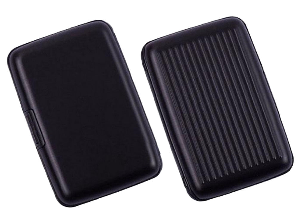 Kortfodral aluminium 6 fack RFID-skydd svart 11x7,5x2 cm