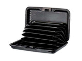 Kortfodral aluminium 6 fack RFID-skydd svart 11x7,5x2 cm