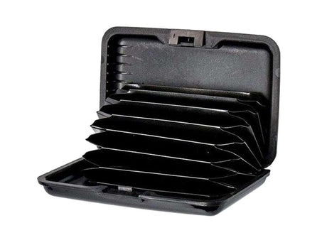 Kortfodral aluminium 6 fack RFID-skydd svart 11x7,5x2 cm