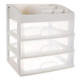 Kosmetikorganisatör med 3 transparenta lådor och 6 fack, PP 27x23,5x17 cm