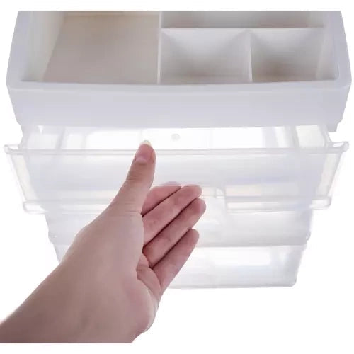Kosmetikorganisatör med 3 transparenta lådor och 6 fack, PP 27x23,5x17 cm