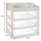 Kosmetikorganisatör med 3 transparenta lådor och 6 fack, PP 27x23,5x17 cm