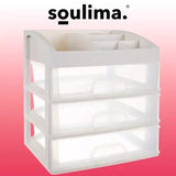 Kosmetikorganisatör med 3 transparenta lådor och 6 fack, PP 27x23,5x17 cm