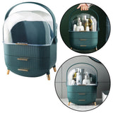 Kosmetikorganisatör med lock och 2 lådor grön plast 37x25x18,5 cm