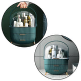 Kosmetikorganisatör med lock och 2 lådor grön plast 37x25x18,5 cm