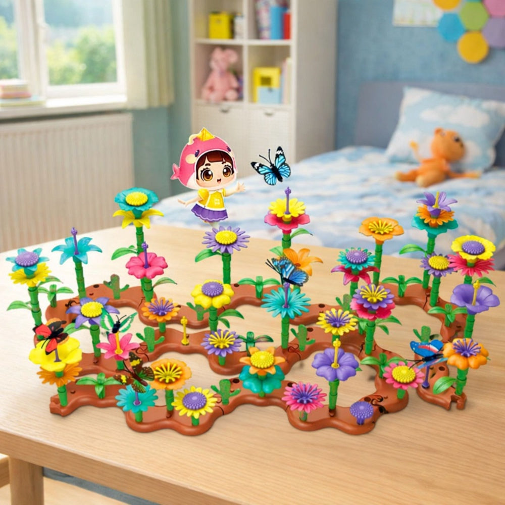 Kreativa byggblock blomsterträdgård 272 delar 3D-set i plast
