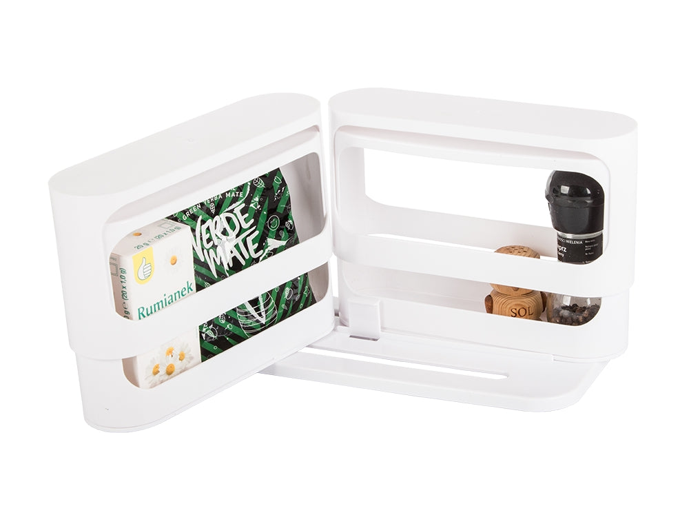 Kryddorganiser för skåp roterbar utdragbar plast vit 14x31x28 cm