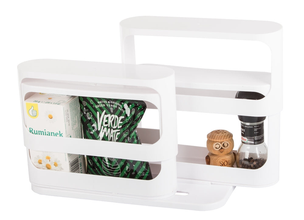 Kryddorganiser för skåp roterbar utdragbar plast vit 14x31x28 cm