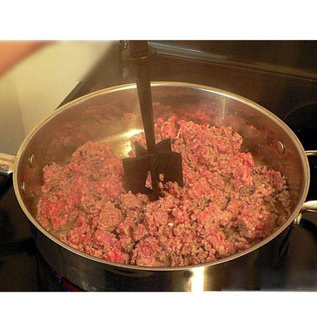 Kötthacker och non-stick köttstötare för köttfärs med handtag, svart