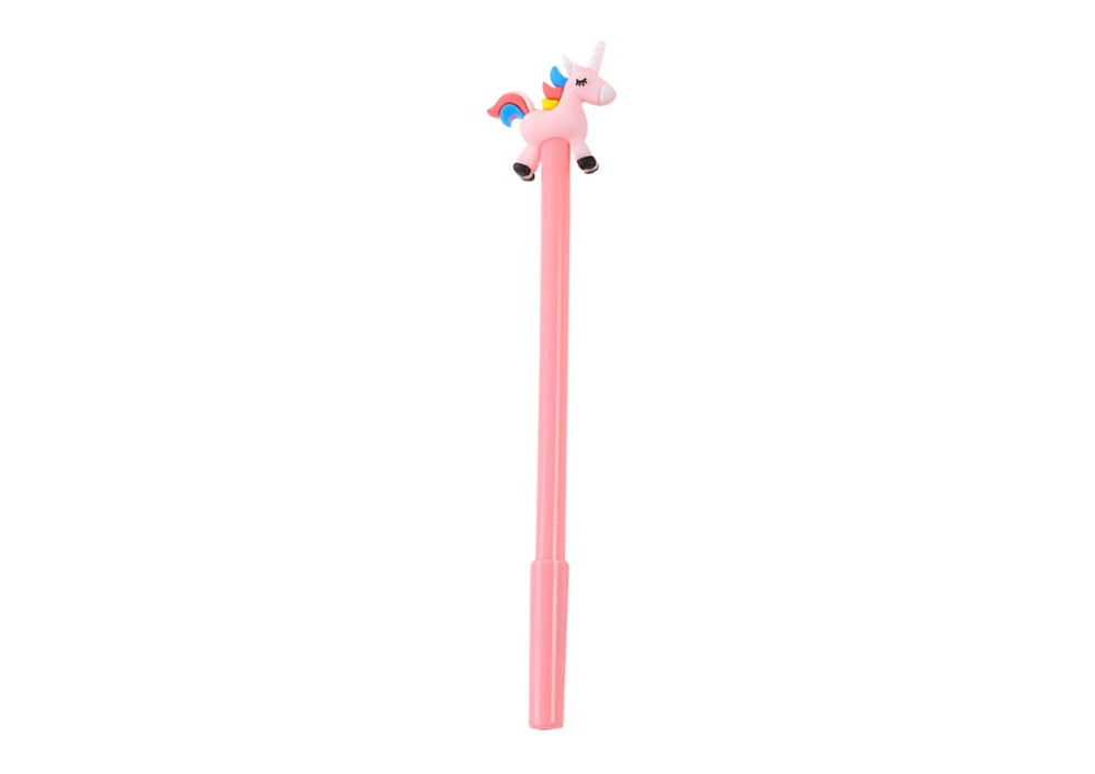 Kulspetspenna med unicorn-topp, svart bläck, 18 cm (välj färg)