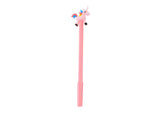 Kulspetspenna med unicorn-topp, svart bläck, 18 cm (välj färg)