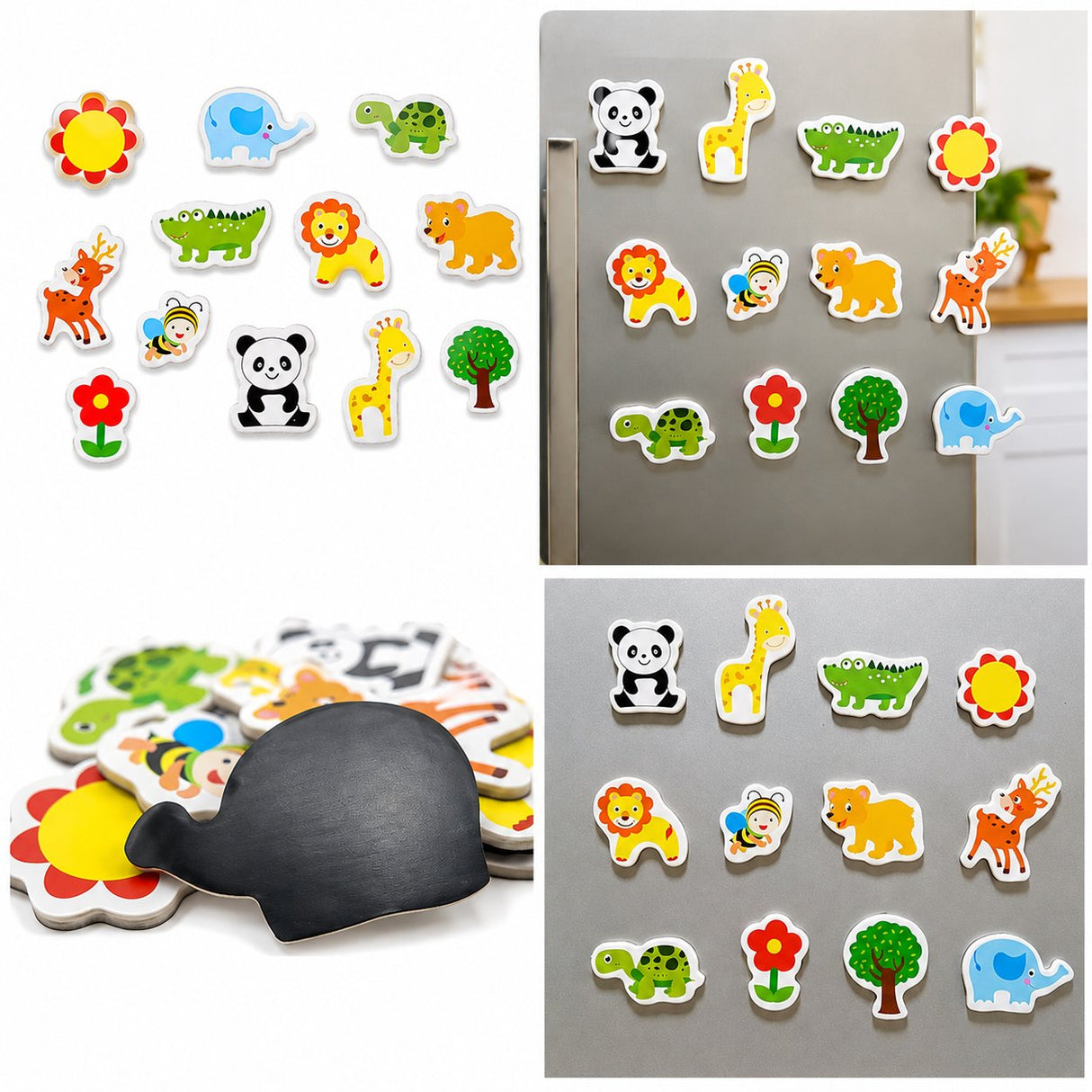 Kylskåpsmagneter djur- och naturmotiv 12-pack 5x6 cm