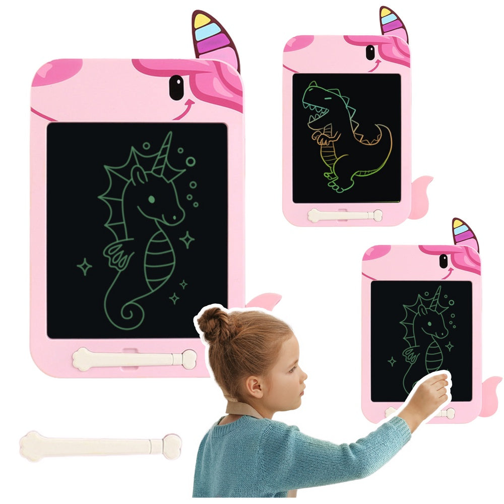 LCD-ritplatta för barn 33,5x24 cm rosa enhörning med penna