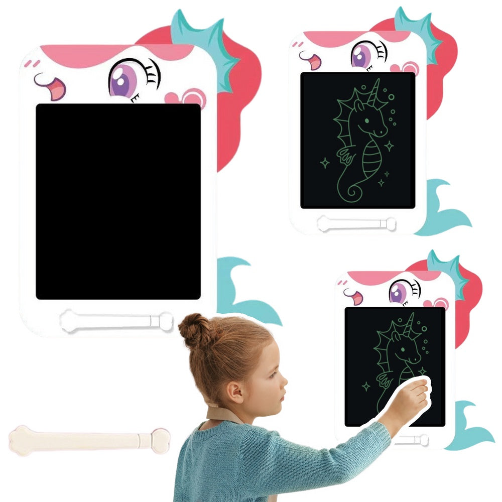 LCD-ritplatta för barn med stylus och suddknapp, unicorn 32x24 cm