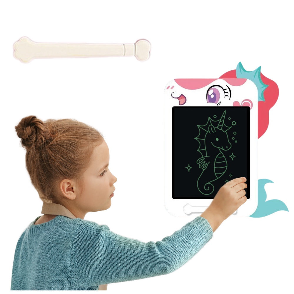 LCD-ritplatta för barn med stylus och suddknapp, unicorn 32x24 cm