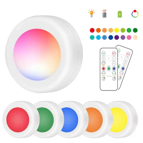 LED Spotlights 6-pack med Fjärrkontroll – RGB Färgbyte & Dimmer – Inomhus/Utomhusbelysning