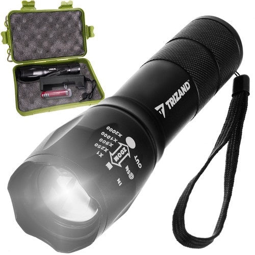 LED-ficklampa T6 CREE 5W USB-laddningsbar zoom 3 lägen svart