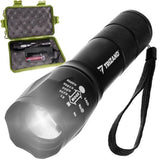 LED-ficklampa T6 CREE 5W USB-laddningsbar zoom 3 lägen svart