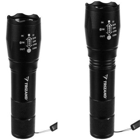 LED-ficklampa T6 CREE 5W USB-laddningsbar zoom 3 lägen svart