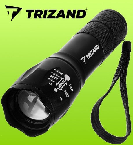 LED-ficklampa T6 CREE 5W USB-laddningsbar zoom 3 lägen svart