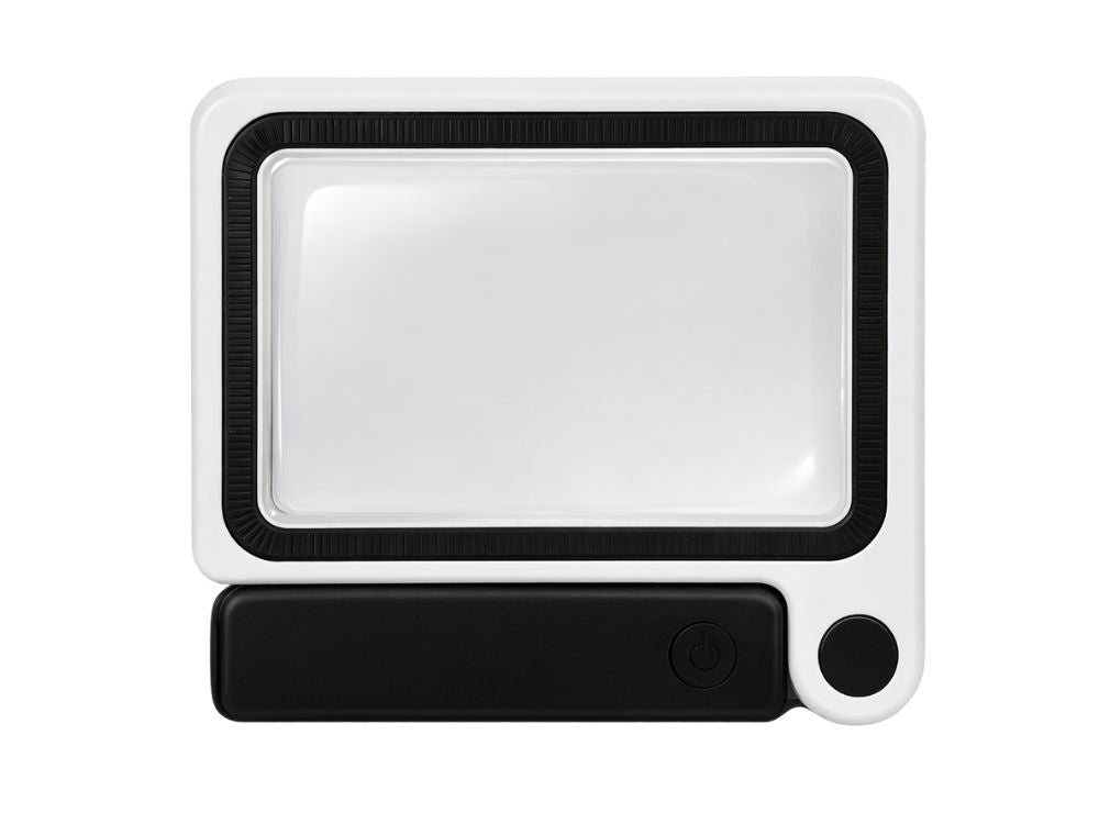 LED-förstoringsglas 3,5x stående med 16 LED hopfällbart svart/vit