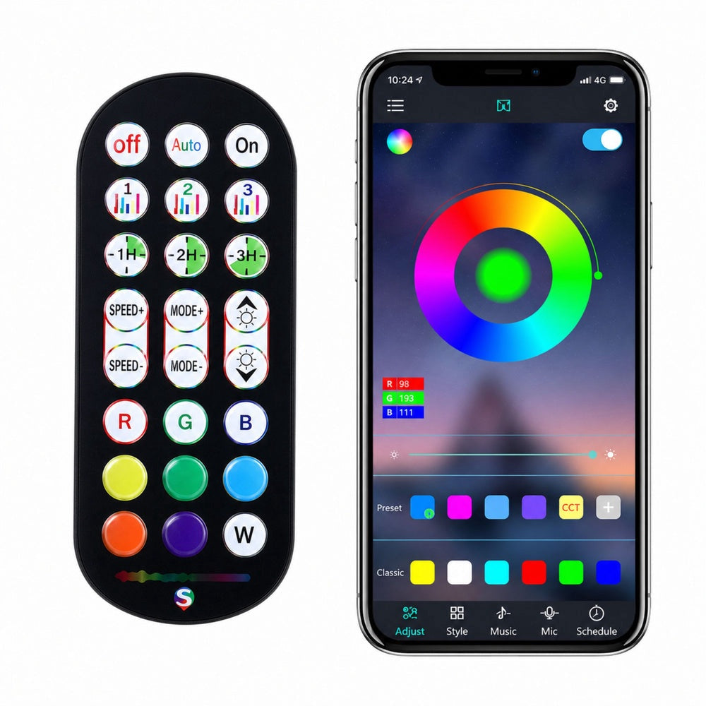 LED-hörnlampa 90 cm RGB 16M färger 210 lägen Bluetooth USB