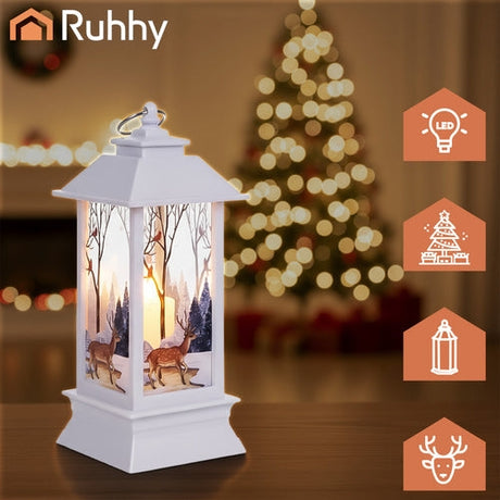 LED-jullykta vit med julmotiv batteridriven LR44 12,5 cm