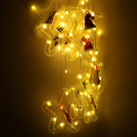 LED ljusgardin 3 m 125 LED varmvitt USB IP44 med stjärnor & figurer