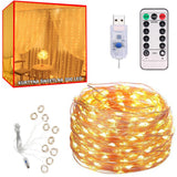LED-ljusridå 3x3 m 300 LED varmvit USB med fjärrkontroll timer