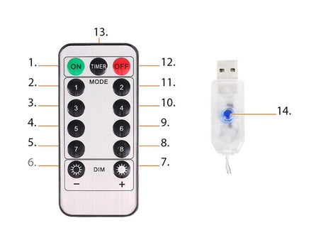 LED-ljusridå 3x3 m 300 LED varmvit USB med fjärrkontroll timer