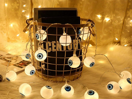 LED ljusslinga Halloween 10 pumpor batteridriven vit 195 cm