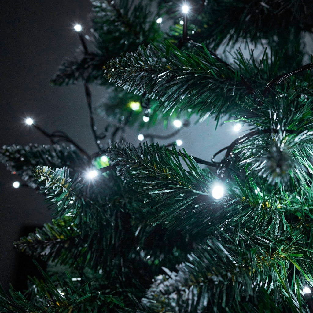 LED ljusslinga julgran 100 kallvita LED 8 lägen 10 m nätansluten