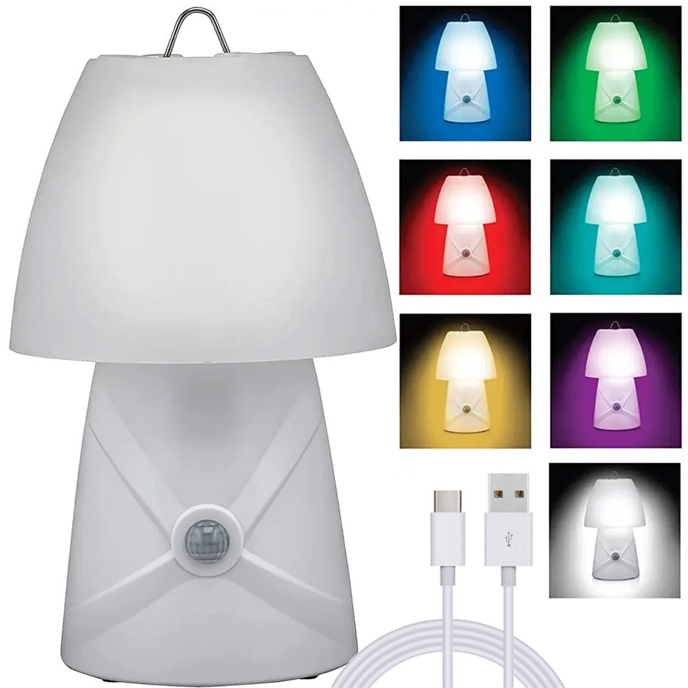 LED nattlampa barn RGB 7 färger rörelsesensor USB vit 26 cm