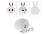 LED nattlampa kanin i silikon med fjärrkontroll USB vit