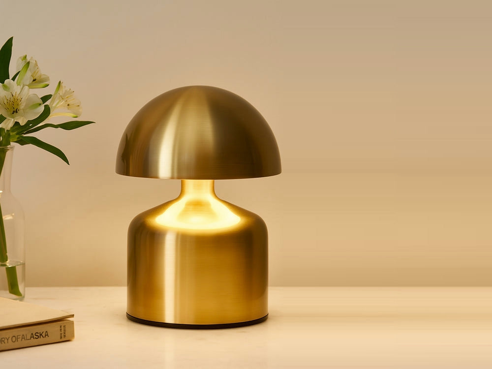 LED nattlampa svampform touch USB-C uppladdningsbar guld/silver 15 cm