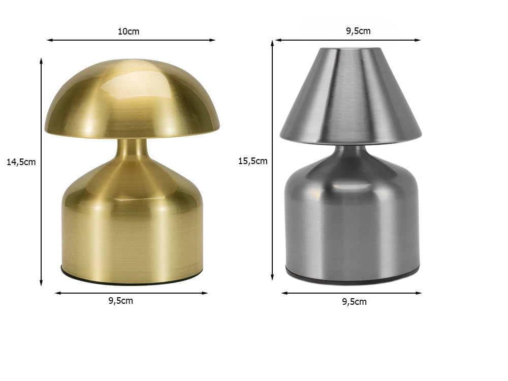 LED nattlampa svampform touch USB-C uppladdningsbar guld/silver 15 cm