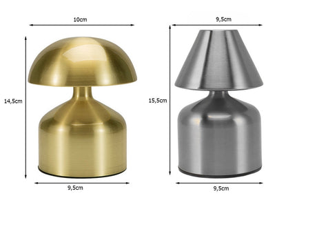 LED nattlampa svampform touch USB-C uppladdningsbar guld/silver 15 cm