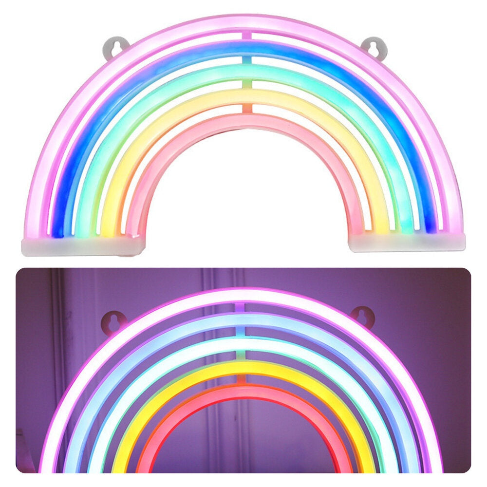 LED neonlampa regnbåge 30 cm dekorationslampa USB/batteri AA