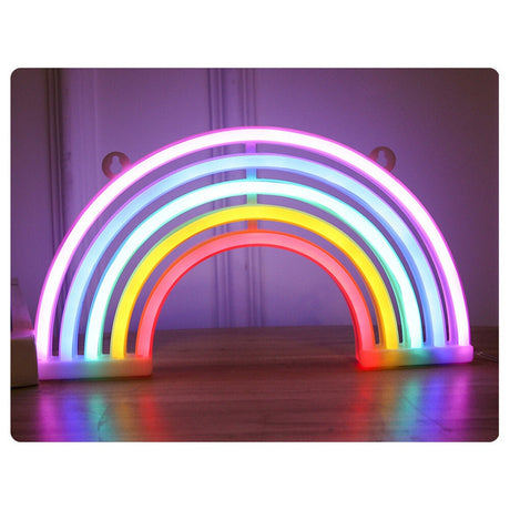 LED neonlampa regnbåge 30 cm dekorationslampa USB/batteri AA