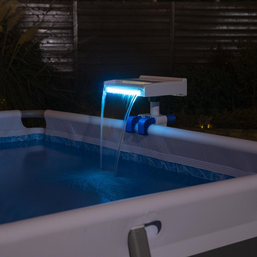 LED poolfontän med vattenfall 7 färger för ovanmarkspool 32/38 mm