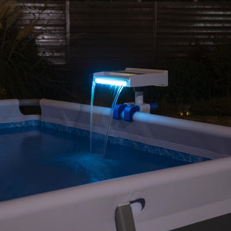 LED poolfontän med vattenfall 7 färger för ovanmarkspool 32/38 mm