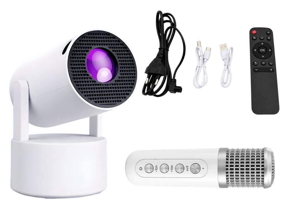 LED-projektor Android TV 11 WiFi BT, 720p HD, 130 tum, mikrofon
