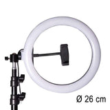 LED ringlampa 26 cm 60W USB med stativ 220 cm och mobilhållare