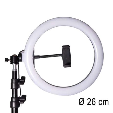 LED ringlampa 26 cm 60W USB med stativ 220 cm och mobilhållare