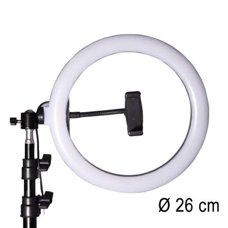 LED ringlampa 26 cm 60W USB med stativ 220 cm och mobilhållare