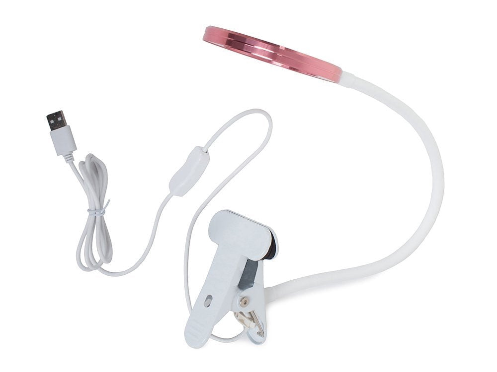 LED skrivbordslampa med klämma 24 LED USB vit/rosa maxhöjd 53 cm